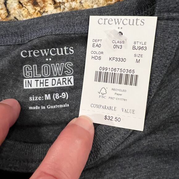 NWT J. Crew Boys Charcoal Grey W/Glow-in-the-Dark "Spooky" Halloween Tee - Picture 4 of 6